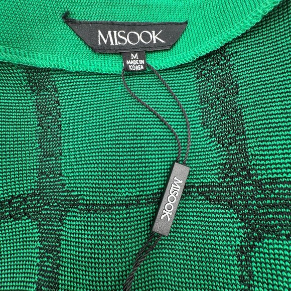 NWT Misook Women's Green and Black Open Front 3/4" Sleeve Cardigan Size Medium - Picture 5 of 7